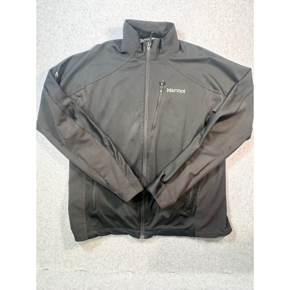 Marmot Gore Windstopper Softshell Jacket Mens Large Black Full Zip Outdoor Coat